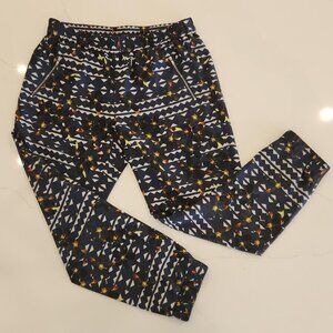 J Crew Sz 6 Women's Turner Floral Oculto Ankle Casual Jogger AOP Geo Blue Pants